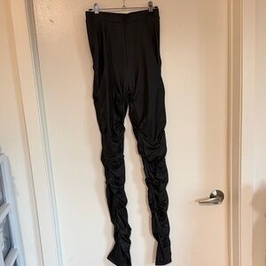 Black Ruched High-Waisted Pants